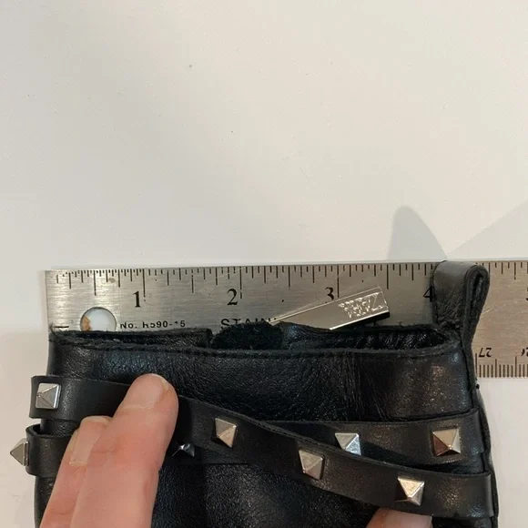 Zara Black Studded Leather Heeled Ankle Size 6 - Picture 13 of 14